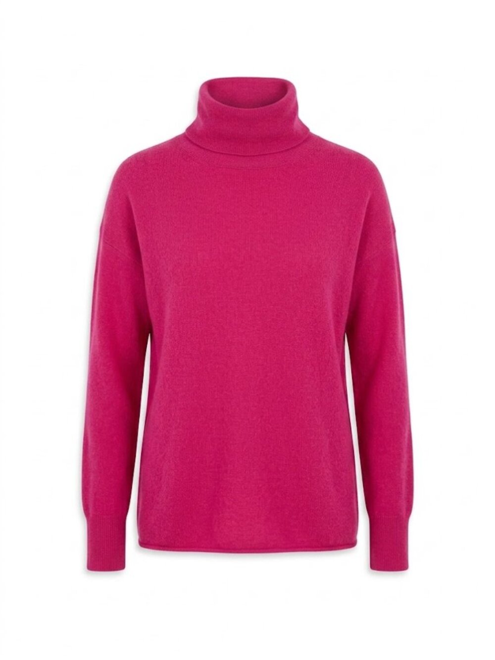 White + Warren 100% Cashmere Hot Pink Turtleneck Sweater High Low Hem XS